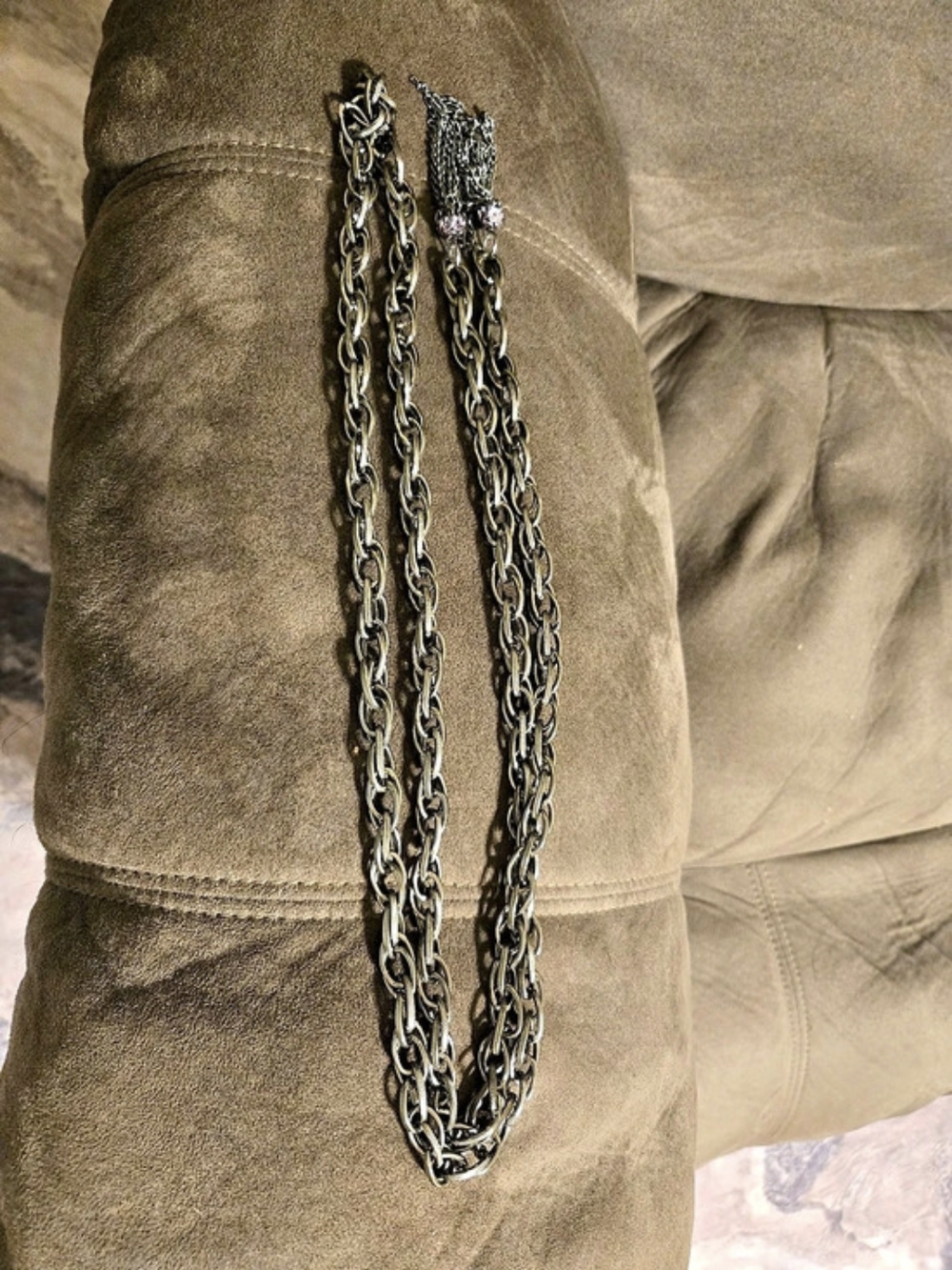 Layered Chain Necklace in Gunmetal